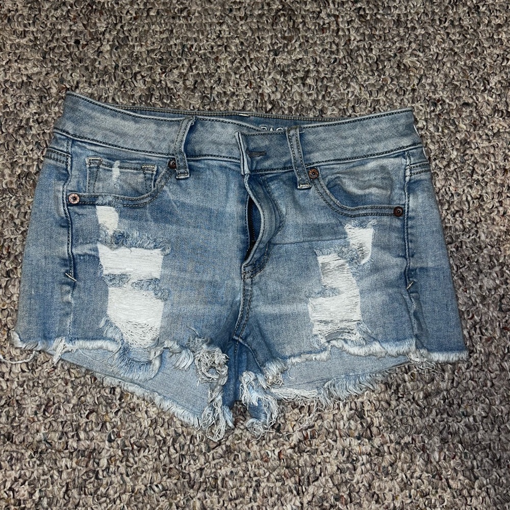 American Eagle Outfitters Light Blue Distressed Jean Shorts
